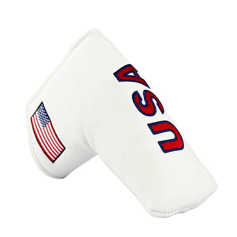 PINMEI Golf Blade Putter Cover Golf Putter Headcover Synthetic Leather Closure for Scotty Cameron Odyssey Blade Taylormade Ping (White) - Image 1